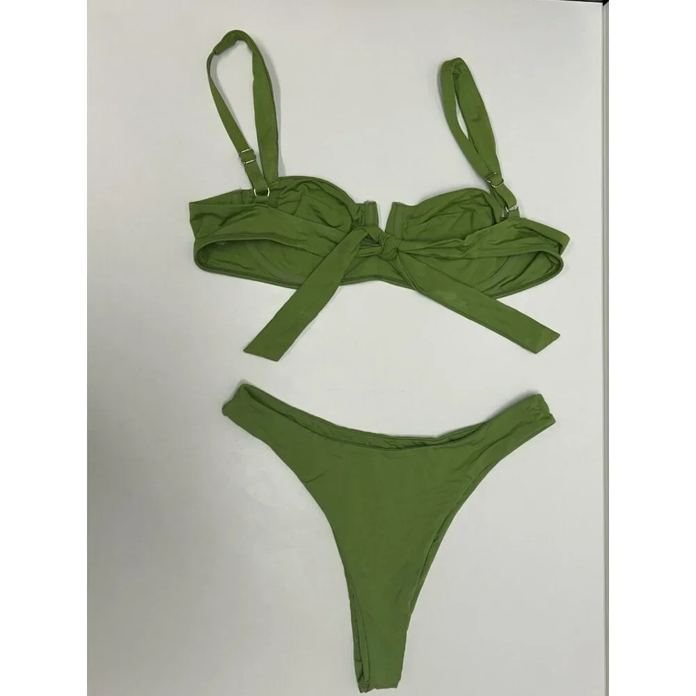 Monday Swimwear Olive Green Underwire Bikini Set